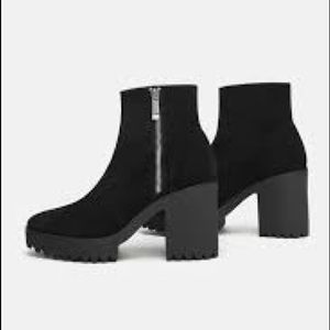 Zara Split Suede Track Sole Ankle Boots